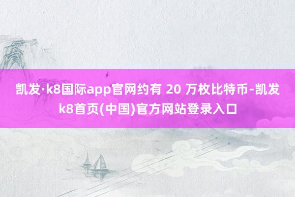 凯发·k8国际app官网约有 20 万枚比特币-凯发k8首页(中国)官方网站登录入口