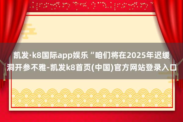 凯发·k8国际app娱乐　　“咱们将在2025年迟缓洞开参不雅-凯发k8首页(中国)官方网站登录入口